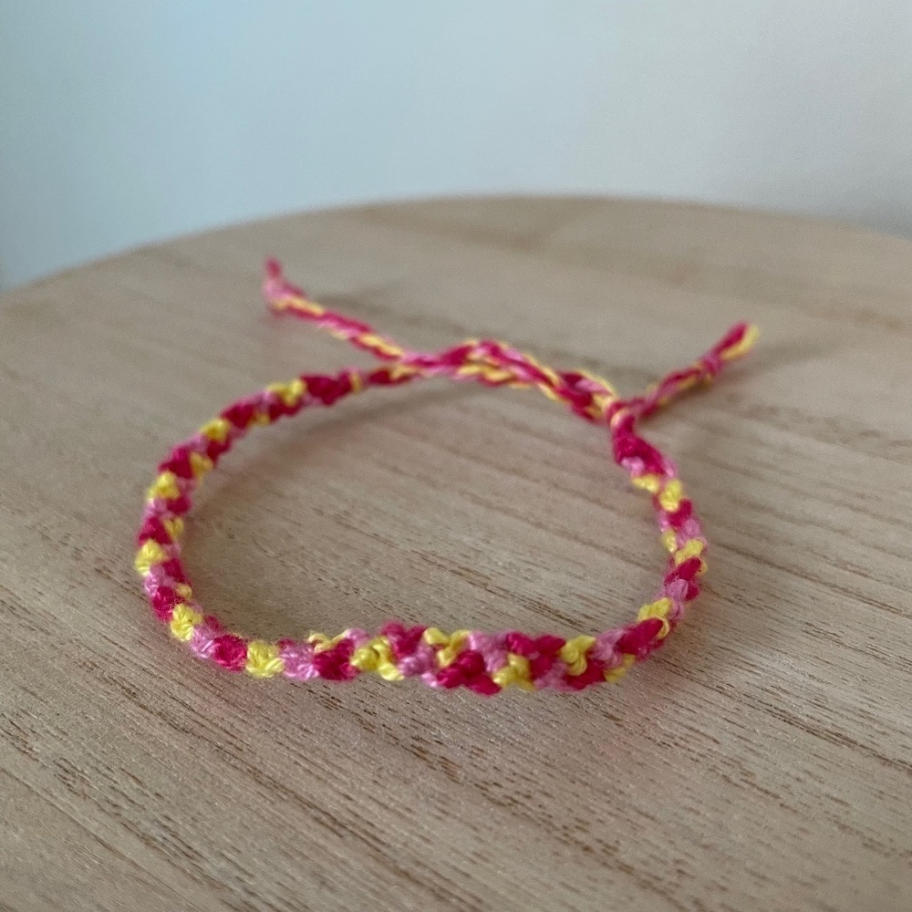 Pink and Yellow Woven Bracelet